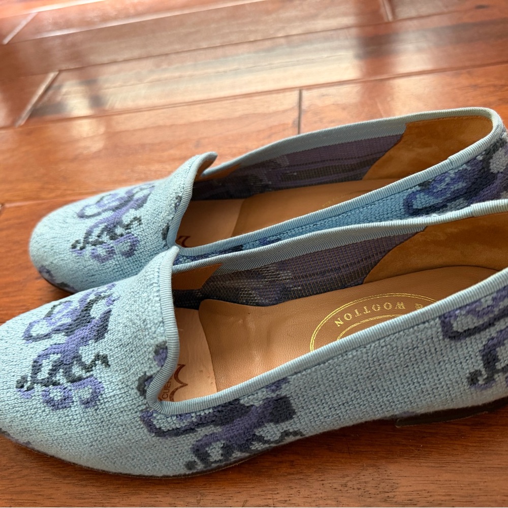 Stubbs & Wootton Light Blue and Purple Loafers - Picture 3 of 6